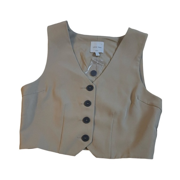Love Tree Tan Buttoned Vest size small new with tags - Picture 2 of 12